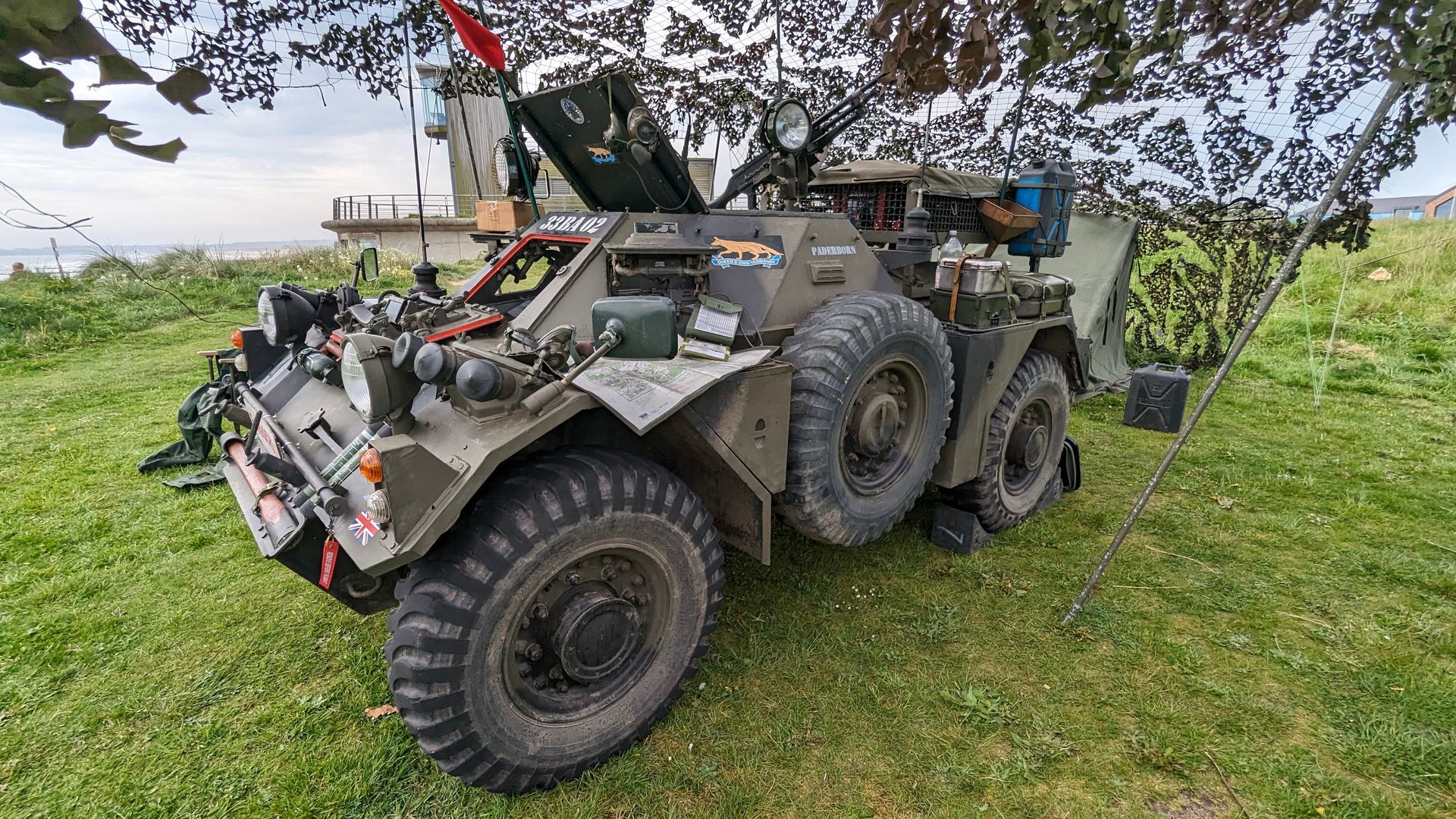Ferret Armored Car outside the Searchlight buildings.