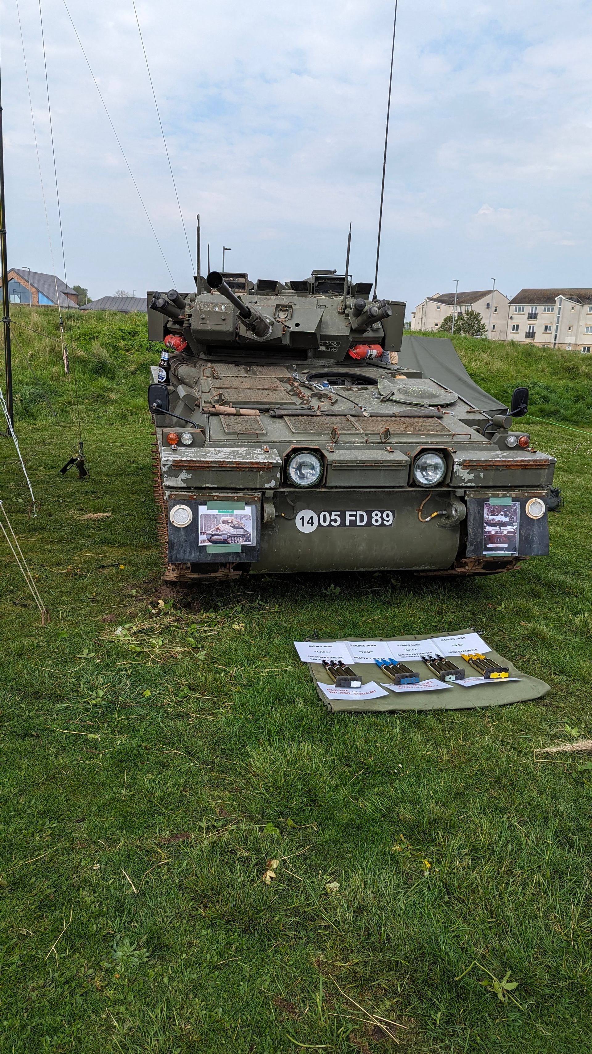 Scimitar: Combat Vehicle Reconnaissance (Tracked) parked outside the Blyth Battery Searchlights