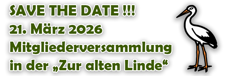 Terminmitteilung: Mitgliederversammlung 2026 am 21.03.26 in der Gaststätte Terminmitteilung: Mitgliederversammlung 2026 am 21.03.26 in der Gaststätte