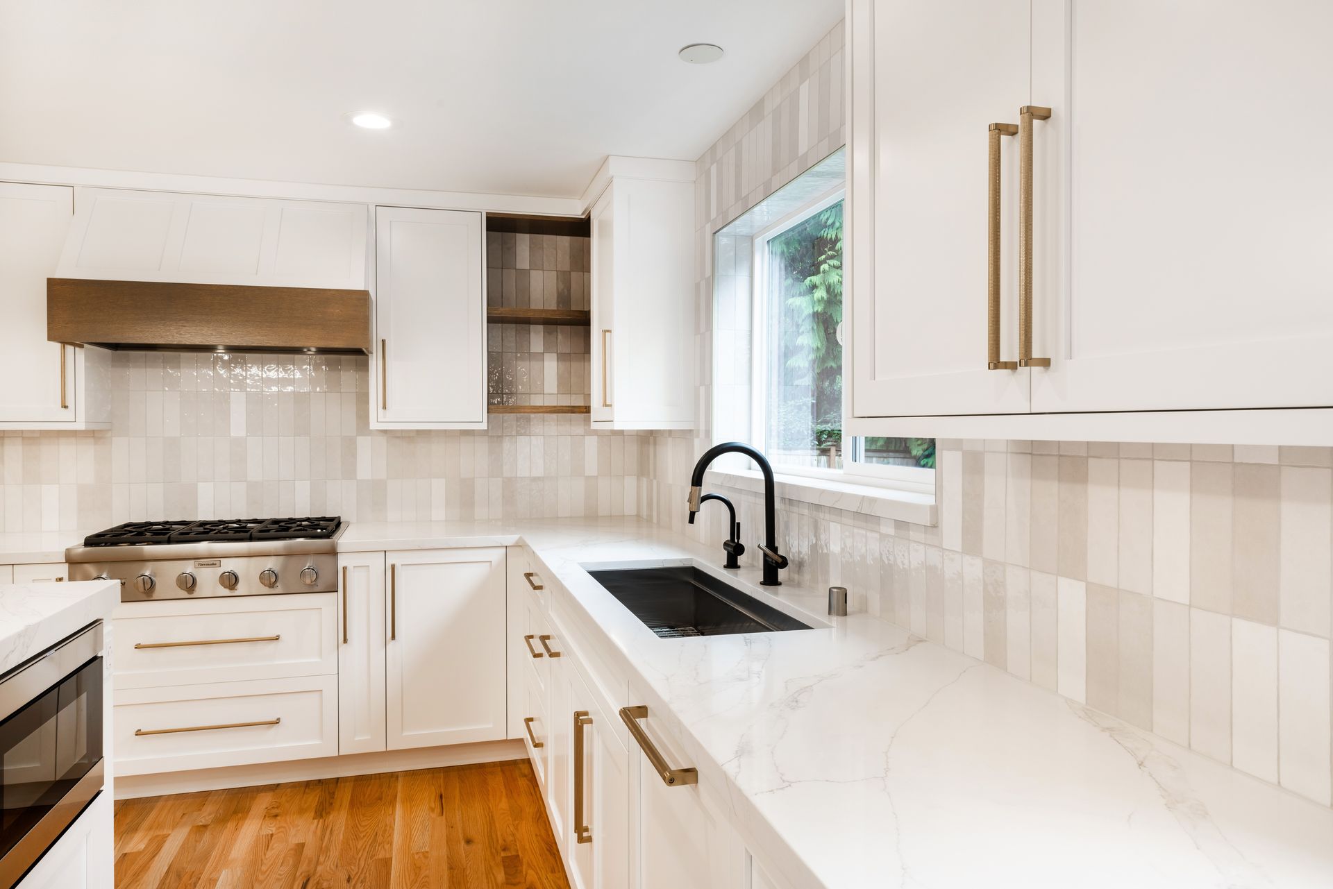 Mill Creek custom kitchen cabinets - sink wall