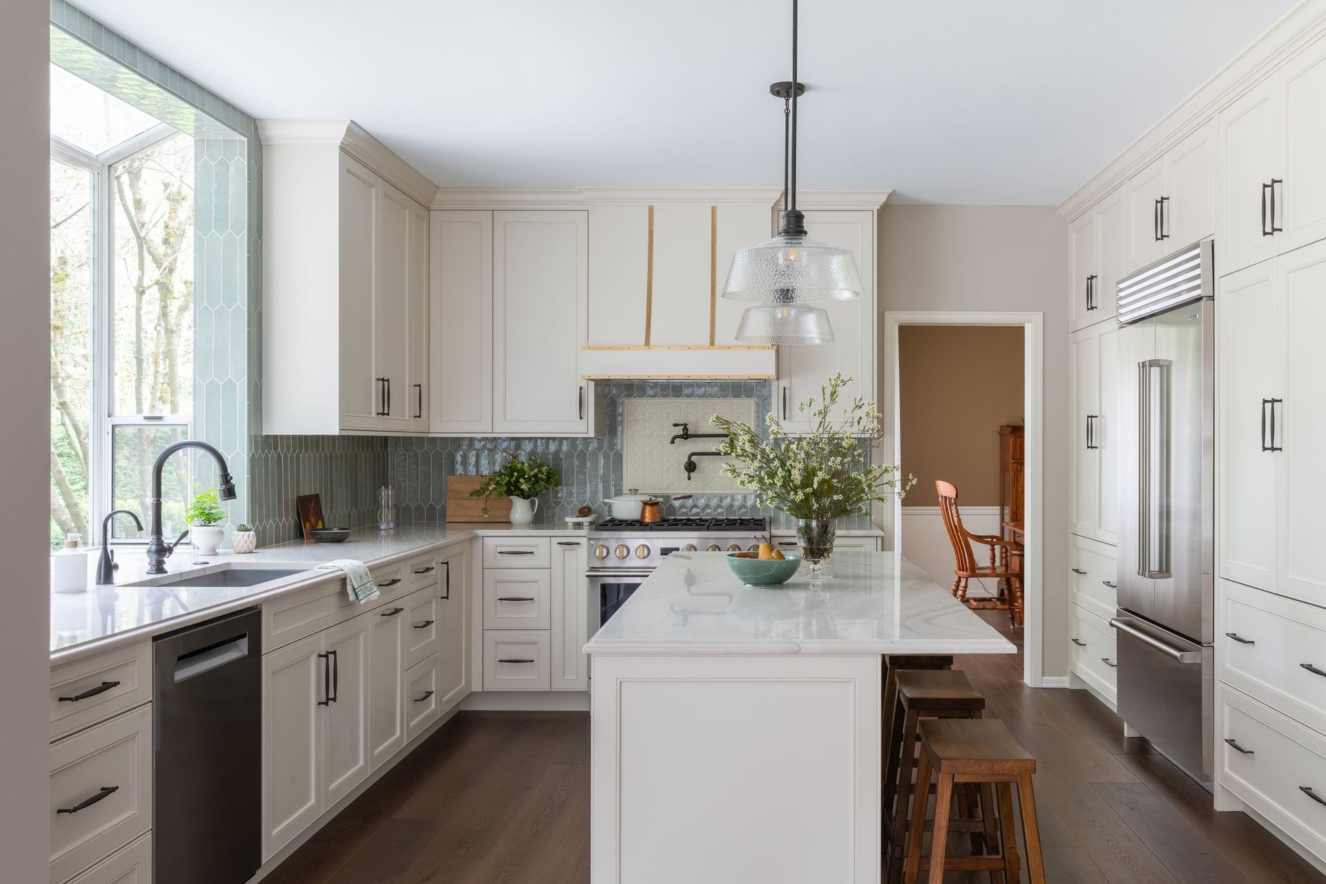 Pine Lake Sammamish custom kitchen cabinets — shaker doors with bead