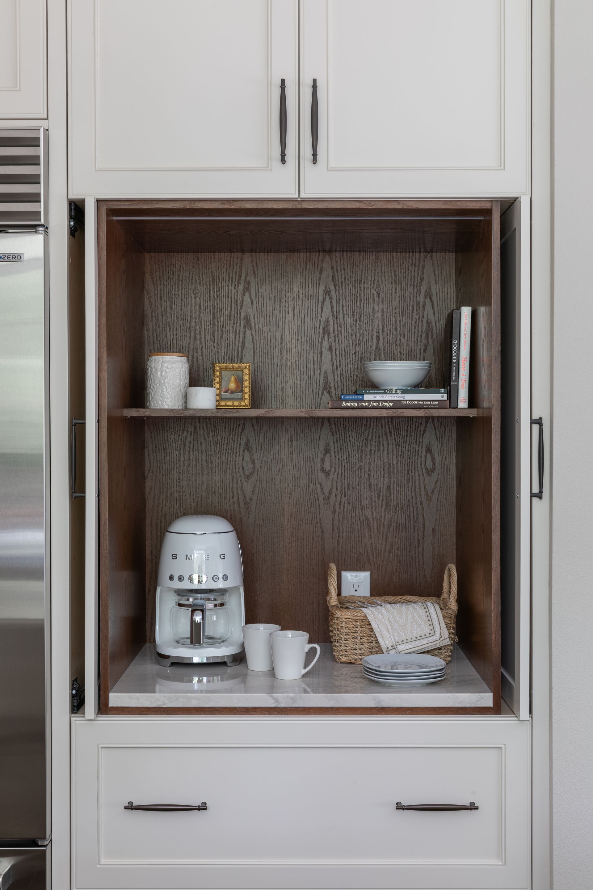 Pine Lake Sammamish custom kitchen cabinets — sliding door cabinet