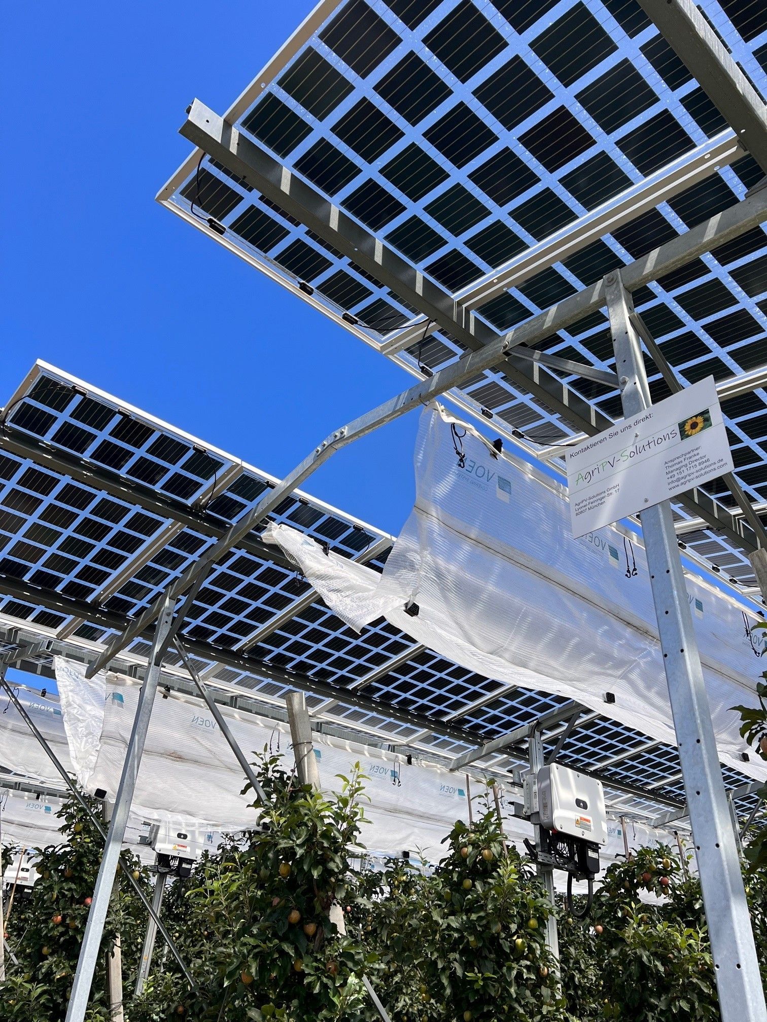 Äpfel, Akzeptanz, Anlagendesign, aufgeständerte Unterkonstruktion, Bewirtschaf-tung, Direktvermarktung, doppelte Landnutzung, Dürreschäden, Eigenstromver-brauch, Energiewende, Ertragsprognose, Flächendruck, Flächeneffizienz, Folienüber-dachung, Frostschäden, Genehmigungsprozesse, Hagelschäden, Hagelschutznetze, intensive Ackerkulturen, Klimawandel, Landschaftsästhetik, Landschaftsattraktivität, Landschaftsschutz, landwirtschaftliche Hauptnutzung, Lichtverfügbarkeit, Marktfähig-keit, Naturschutz, Fotosynthese, Pilotanlagen, privilegierte Vorhaben, ressourceneffi-ziente Landnutzung, Semitransparent, Sonnenbrand, Starkregen, Strombörse, Syner-getische Integration, Tracker, Wassermanagement, Wasserverfügbarkeit, zusätzliche Solarstromproduktion, zusätzliches Einkommen, EEG-Förderung, Ertragssteigerungen, Beeren, Wein, Gemüse, Modulbreite, Bilanzkreis, Ackerkulturen, Gesamtproduktivität, anzulegender Wert, dienende Funktion, Netzbetreiber, Ernteausfälle, zusätzliche Ein-kommensquelle, Reihenabstand, gartenbauliche, Kulturen, Sonderkulturen, lichte Hö-he, überragendes öffentliches, Interesse, Rammung, Erzeugungsprognose, Über-schusseinspeisung, Marktpreis, Neigungswinkel, Wechselrichter, Fernsteuerbarkeit, Bodenversiegelung, fixe Einspeisevergütung, Marktprämie, Flächendruck, PV, Photo-voltaik, Solar, PV-Anlage, Photovoltaik-Anlage, Photovoltaik Anlage, AgriPV, AgriPV, Agrar-PV, Agrar-PV, Agrar-Photovoltaik, Agrar Photovoltaik, Module, Unterkonstrukti-on, Landwirtschaft, Land, grün, Bauern, Obstanbau, Obst, Energie, erneuerbare Ener-gie, PV, Carports, Tracker, geführt, statisch, Deutschland, PV-Firma, PV Firma, Agrar, Pflanzenkultur, Himbeere, Wein, Obst, Apfel