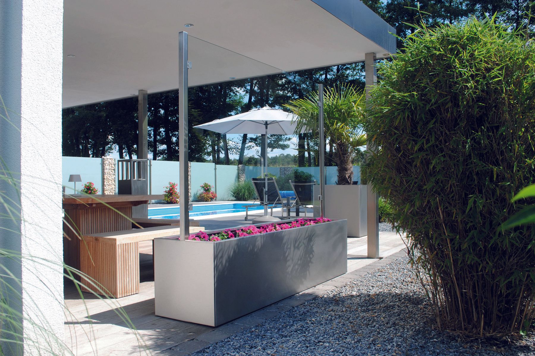 Sichtschutzwände Glas Edelstahl