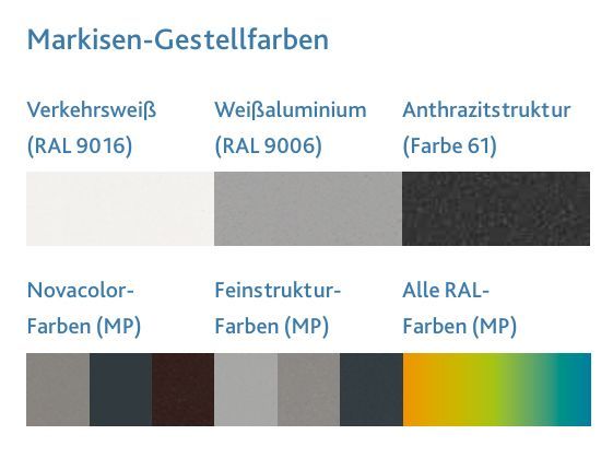 Nova Hüppe Markisen Farben