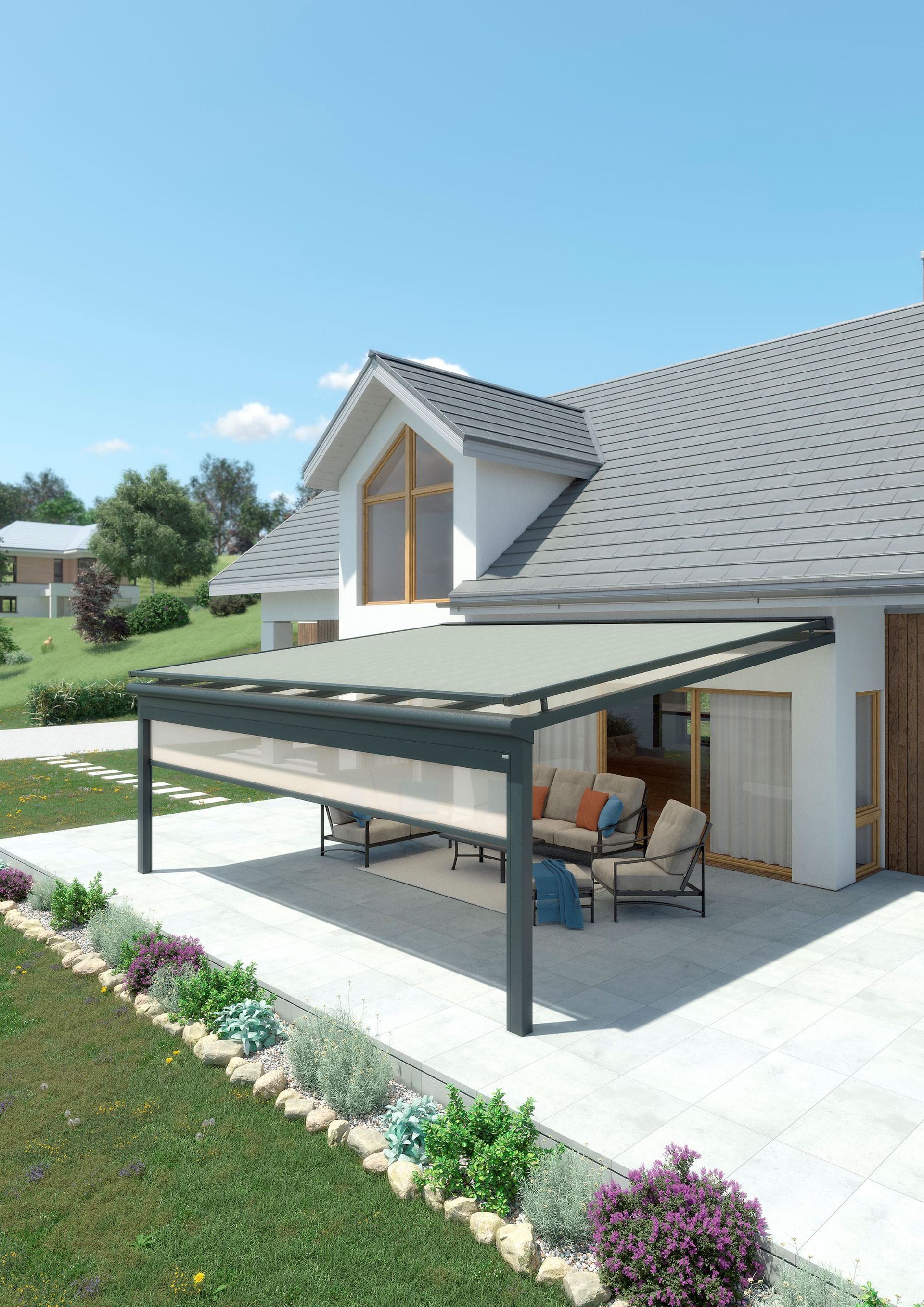 SZ15 Senkrechtmarkise Solaroll von Nova Hüppe Terrassenüberdachung Hamburg