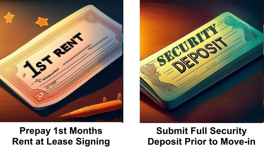 3rd step in our rental process: 1st months rent and security deposit