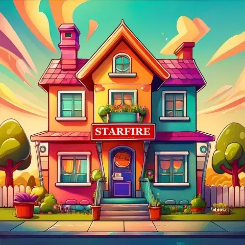 ai image of a colorful cartoon-like house