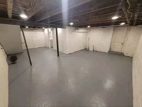 Basement with gray painted floor
