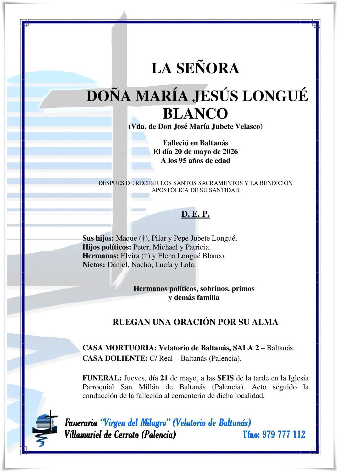 Doña María Jesús Longué Blanco Doña María Jesús Longué Blanco