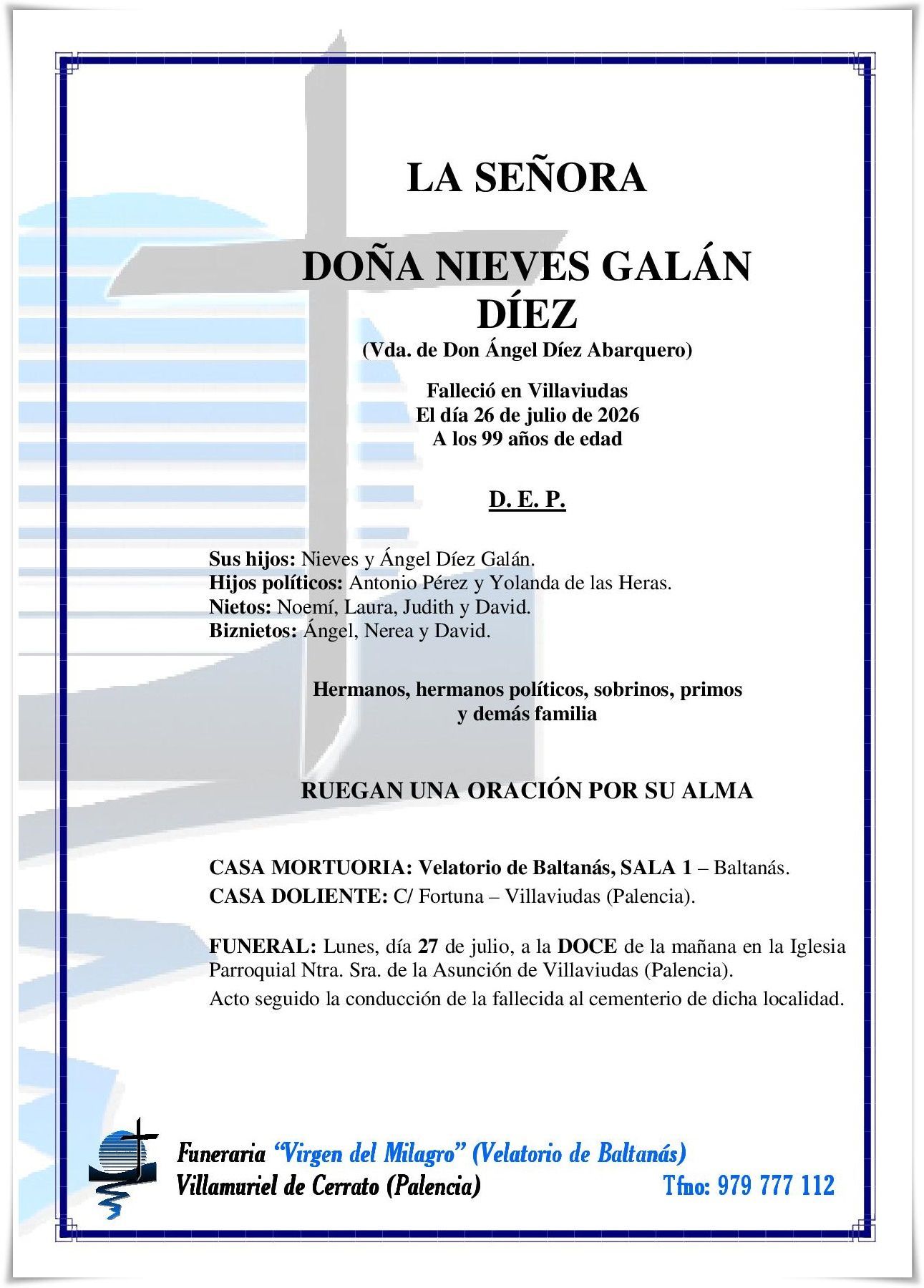Doña Nieves Galán Díez Doña Nieves Galán Díez