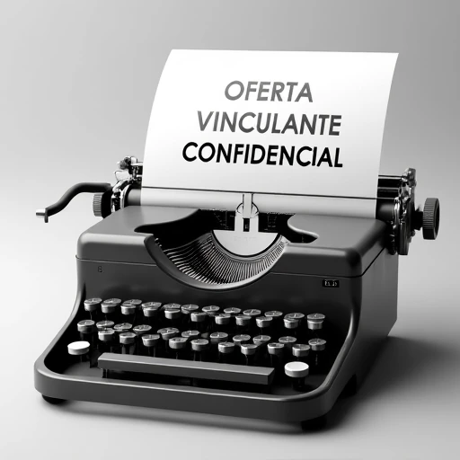 Máquina de escribir antigua con un papel en que tiene escrito OFERTA VINCULANTE CONFIDENCIAL Modelo de oferta vinculante confidencial MASC