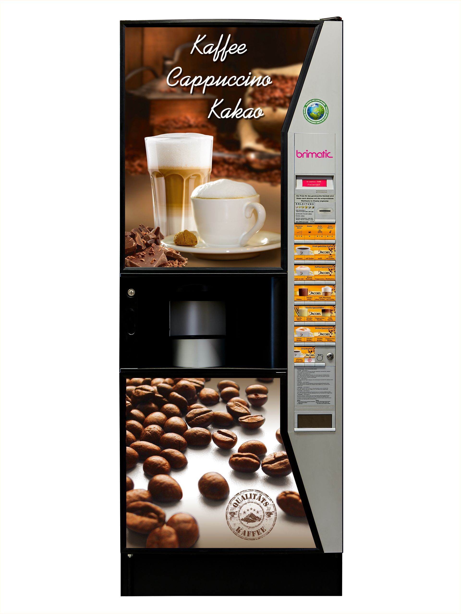 frischer Kaffee aus dem Automaten, Kaffeespezialitäten, Latte Macchiato, Kakao, Kakaospezialitäten, Vanillemilchdrink, Vanillespezialitäten, Cafe Brûlée