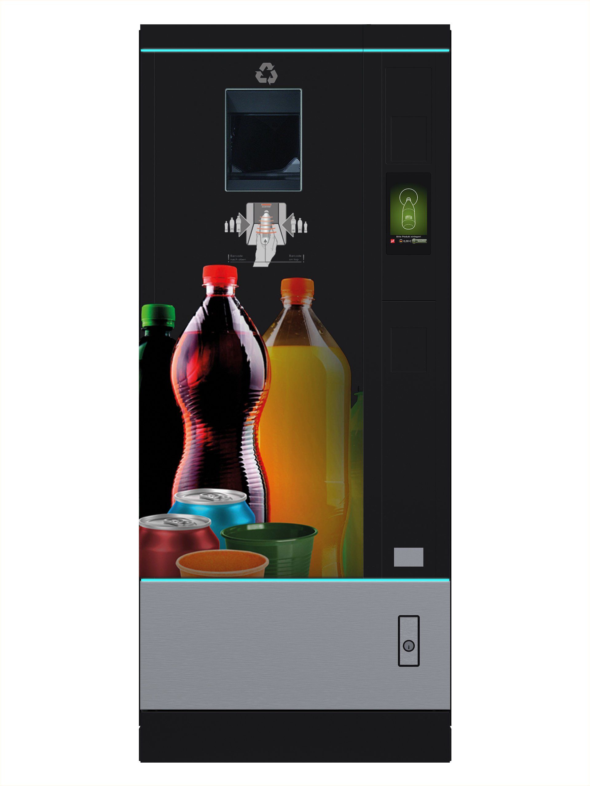 verschiedene Designvarianten und Annahmemöglichkeiten Rücknahme Getränke Flaschen Dosen Becher