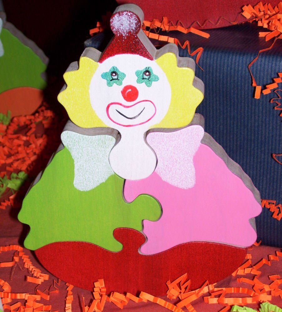 Puzzle bois clown artisanal