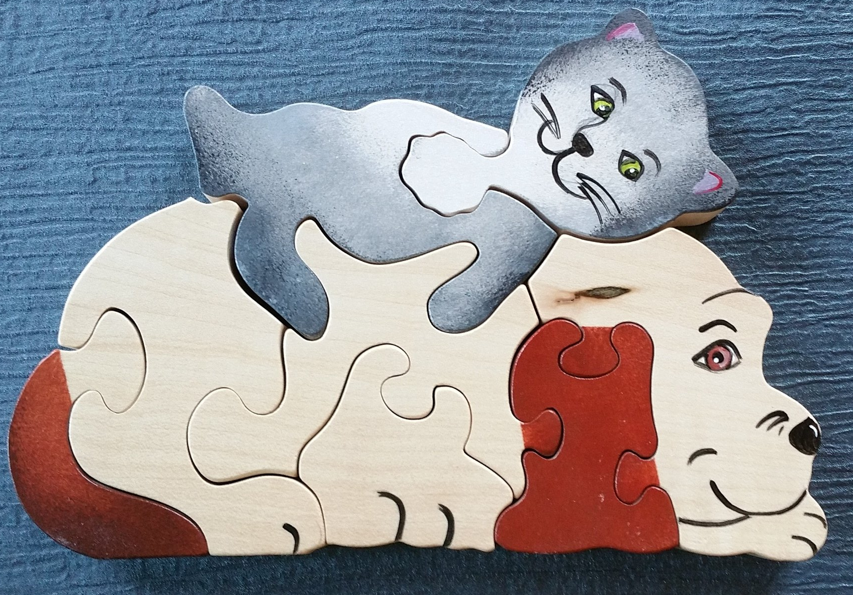 puzzle animal chien chat bois artisanal