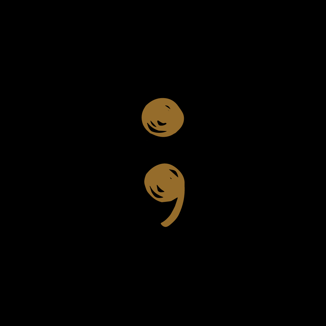 gold semicolon on a black background