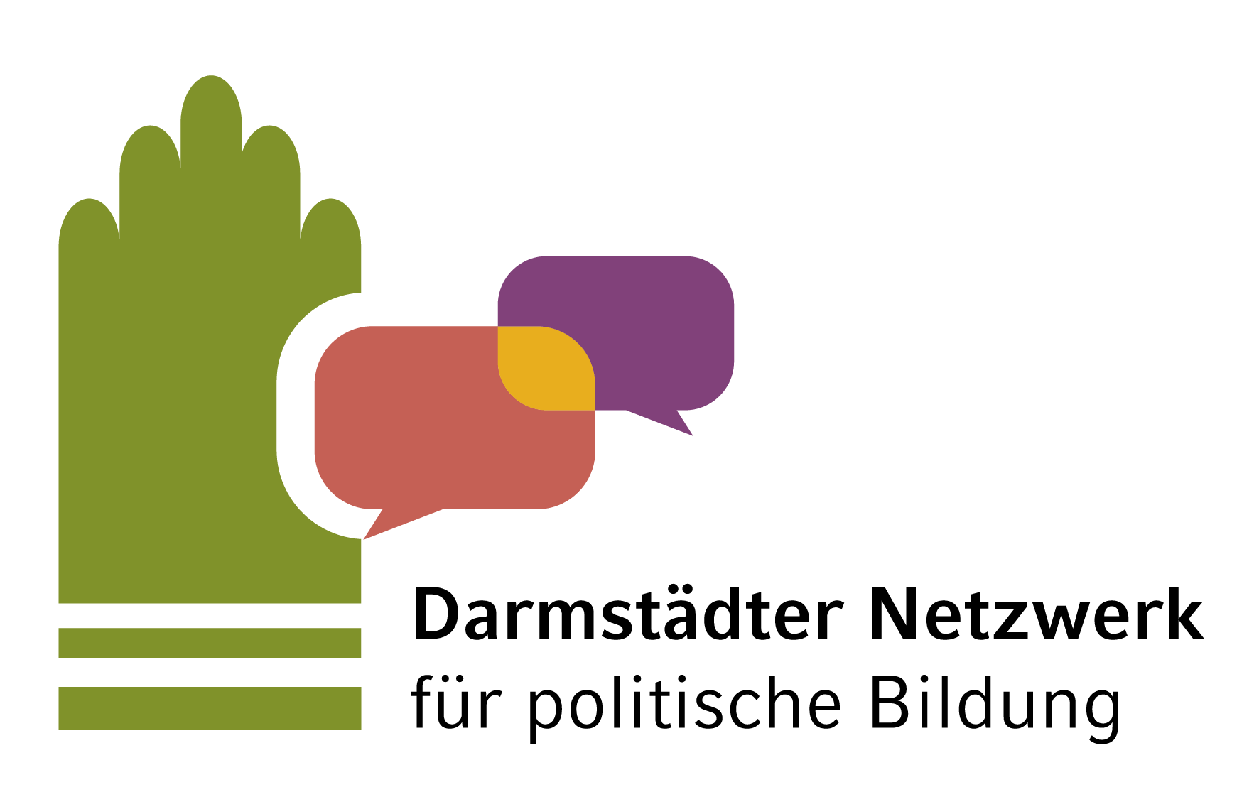 Logo. Der stilisierte Hochzeitsturm kombiniert mit zwei Sprechblasen, die sich überlappen.