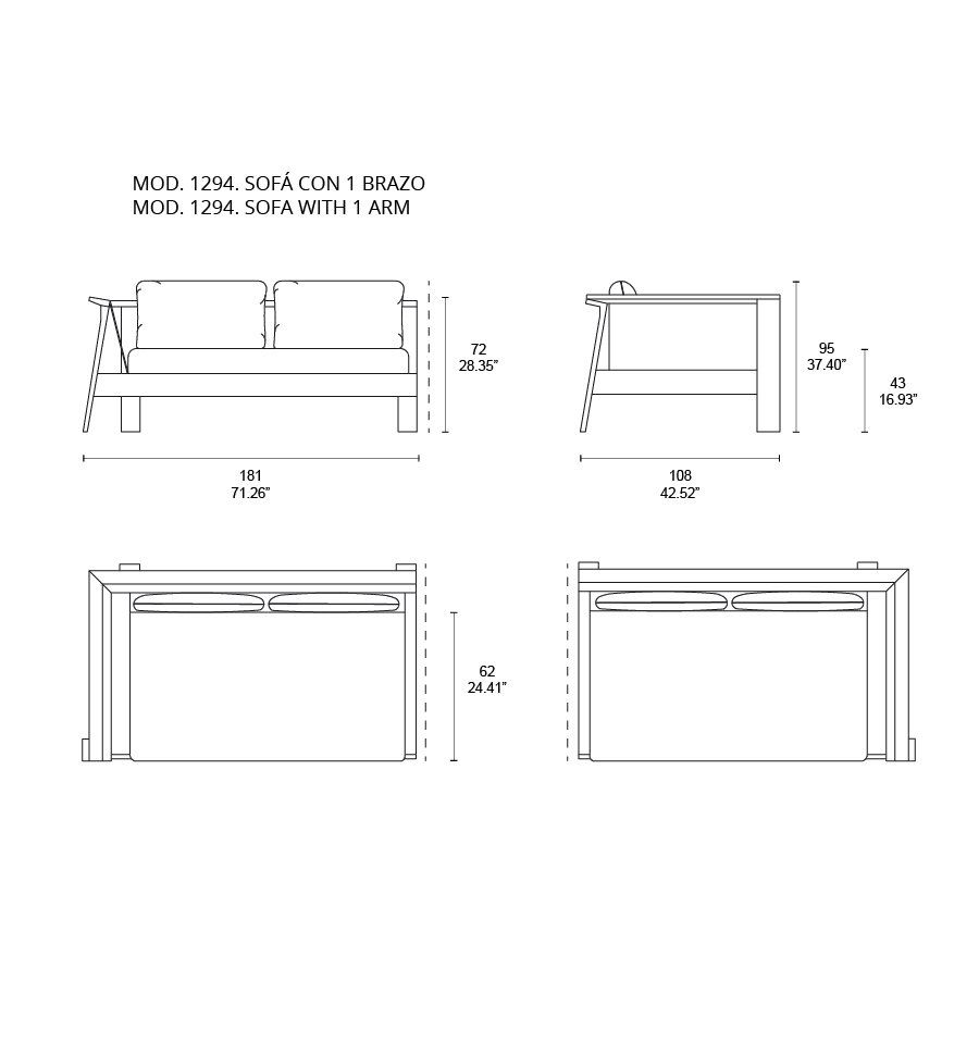 MOD. 1294 sofa con 1 brazo MOD. 1294 sofa con 1 brazo