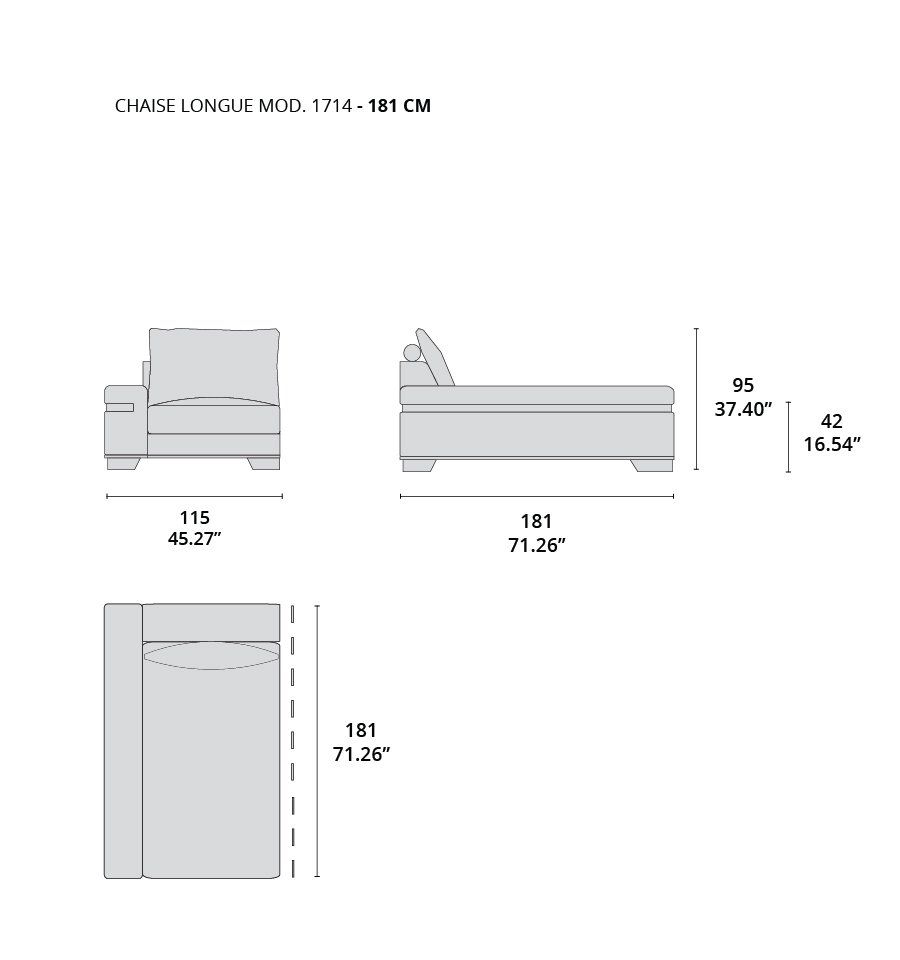 chaise longue - 181 cm mod. 1714 tecninova chaise longue - 181 cm mod. 1714 tecninova