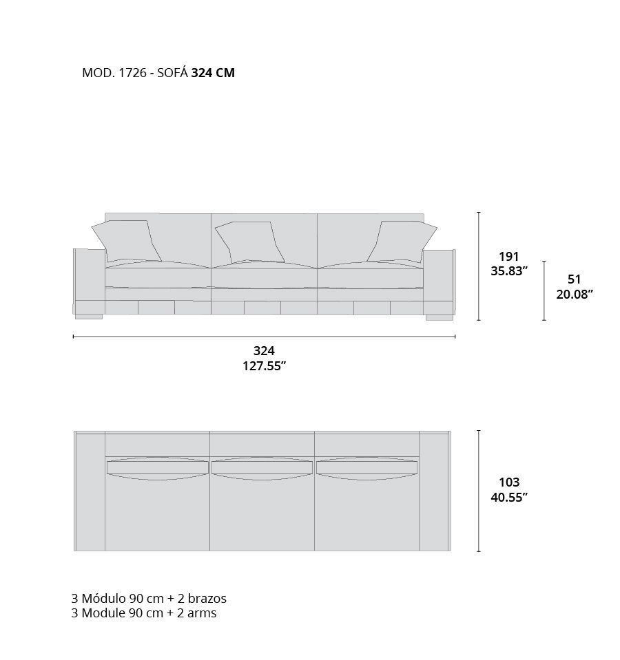 Mod. 1726 - sofá 324 cm -tecninova Mod. 1726 - sofá 324 cm -tecninova