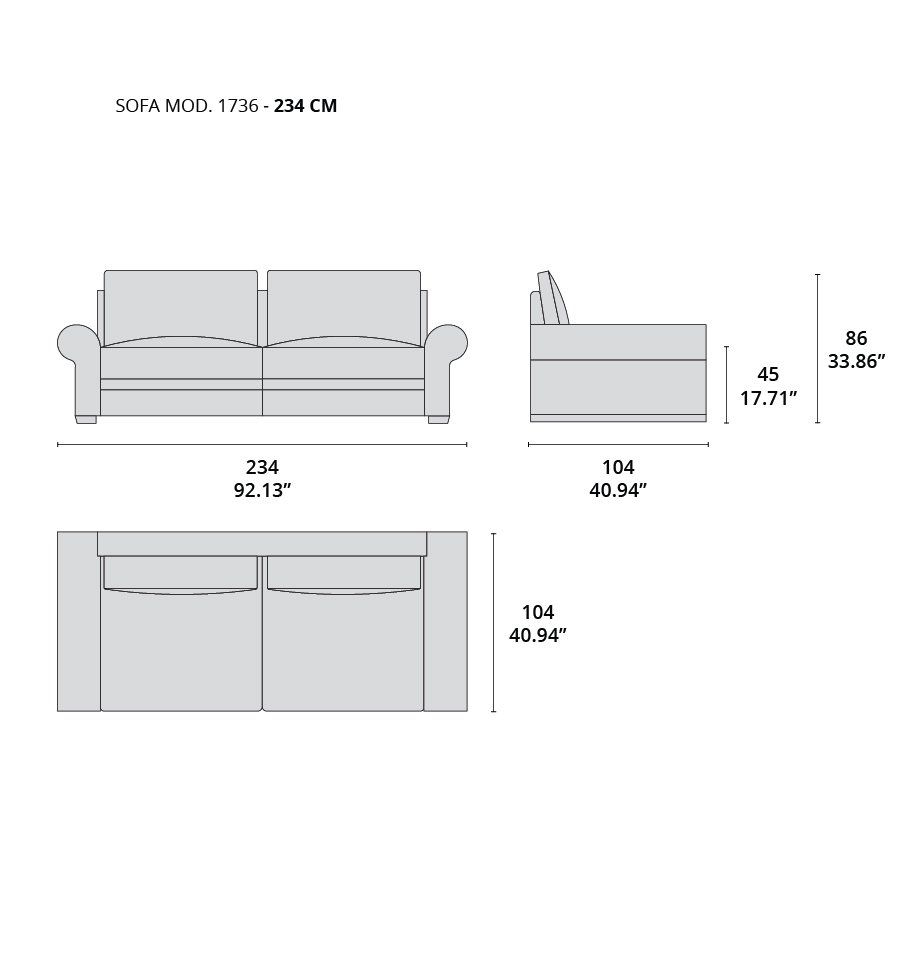 sofá mod. 1736 tecninova - 234 cm sofá mod. 1736 tecninova - 234 cm