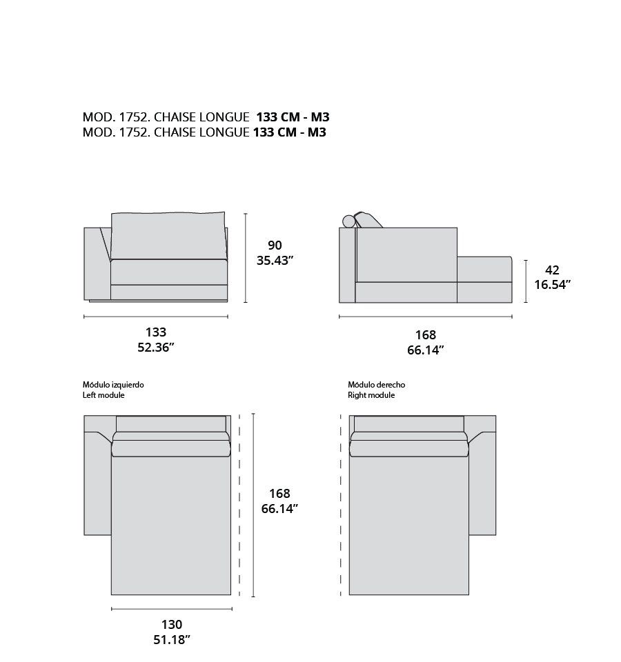 mod. 1752 chaise longue 133 cm - M3 mod. 1752 chaise longue 133 cm - M3