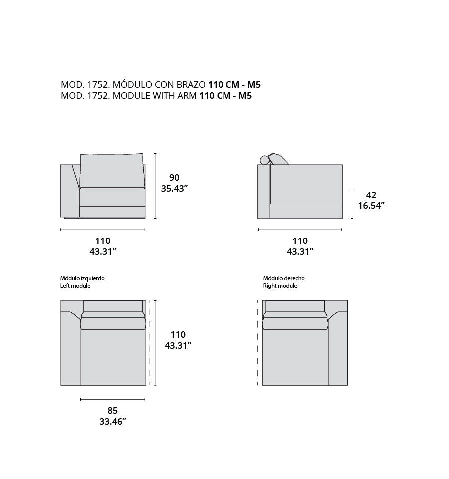 MOD 1752 modulo con brazo 110 cm - M5 MOD 1752 modulo con brazo 110 cm - M5