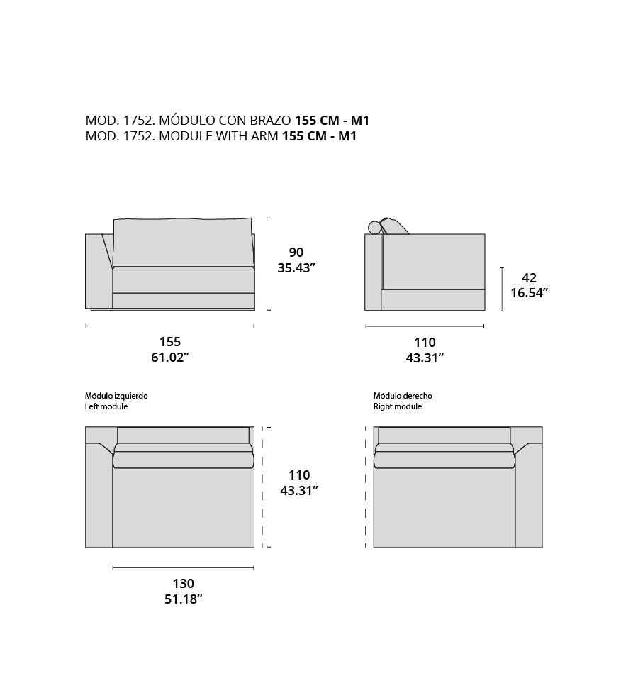 mod. 1752 modulo central 155 cm - M1 mod. 1752 modulo central 155 cm - M1