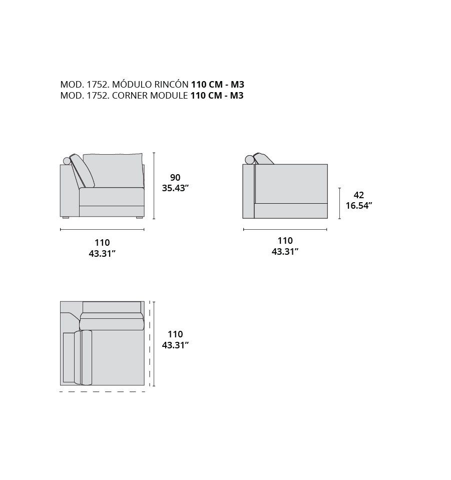 mod. 1752 módulo rincón 110 cm - m3 mod. 1752 módulo rincón 110 cm - m3