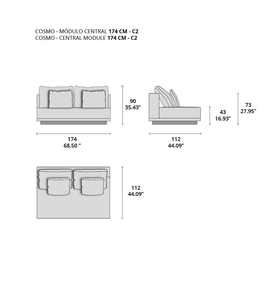 cosmo modulo central 174 cm - c2 cosmo modulo central 174 cm - c2