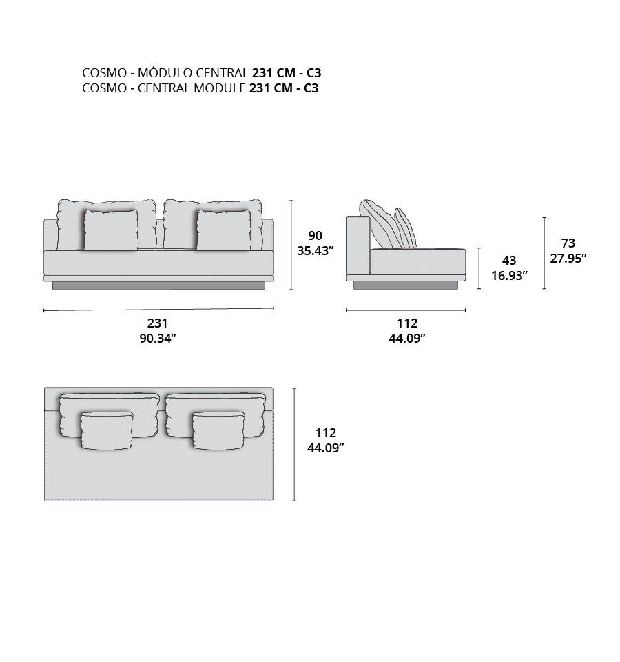 cosmo modulo central 231 cm - c3 cosmo modulo central 231 cm - c3