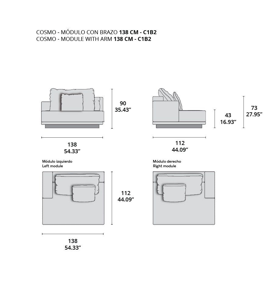 cosmo modulo con brazo 138 cm - c1b2 cosmo modulo con brazo 138 cm - c1b2