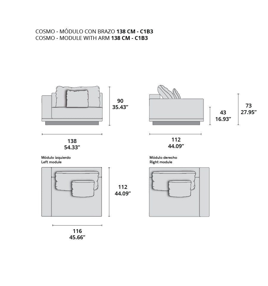 cosmo modulo con brazo 138 cm - c1b3 cosmo modulo con brazo 138 cm - c1b3