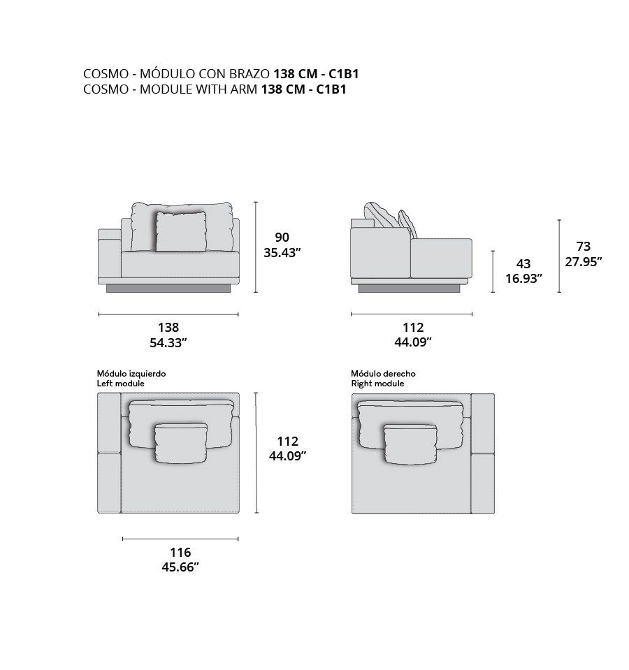 cosmo modulo con brazo 138 cm - c1b1 cosmo modulo con brazo 138 cm - c1b1