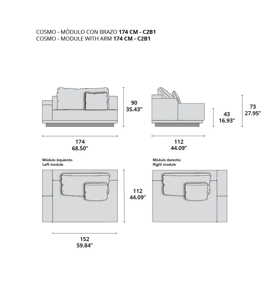 cosmo modulo con brazo 174 cm - c2b1 cosmo modulo con brazo 174 cm - c2b1