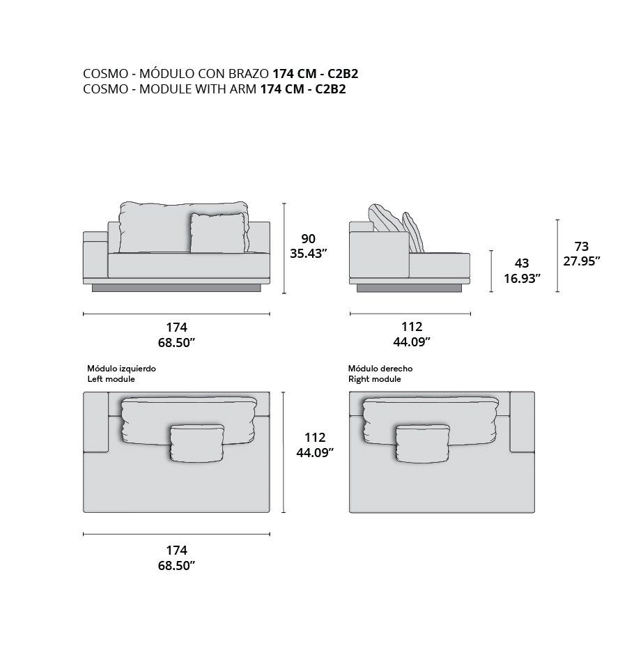 cosmo modulo con brazo 174 cm - c2b2 cosmo modulo con brazo 174 cm - c2b2