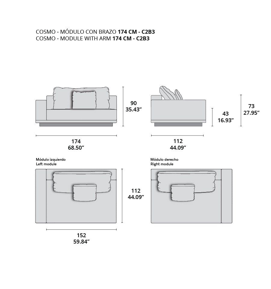 cosmo modulo con brazo 174 cm - c2b3 cosmo modulo con brazo 174 cm - c2b3