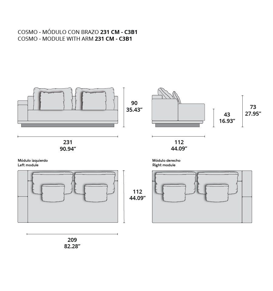 cosmo modulo con brazo 231 cm - c3b1 cosmo modulo con brazo 231 cm - c3b1