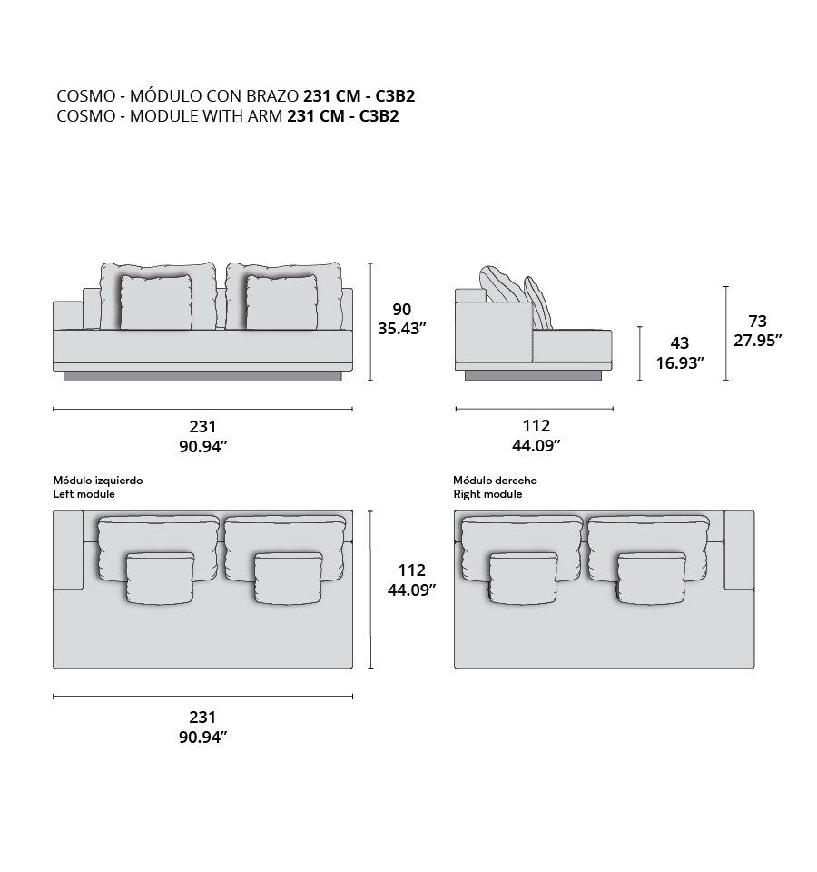 cosmo modulo con brazo 231 cm - c3b2 cosmo modulo con brazo 231 cm - c3b2
