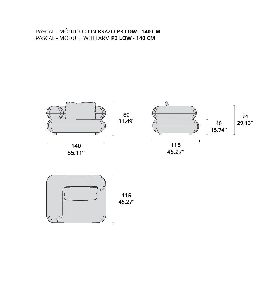 pascal modulo con brazo p3 low - 140 cm pascal modulo con brazo p3 low - 140 cm