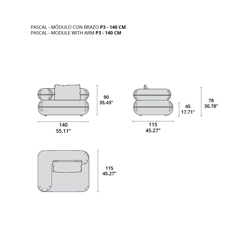 pascal modulo con brazo P3 - 140 cm tecninova pascal modulo con brazo P3 - 140 cm tecninova