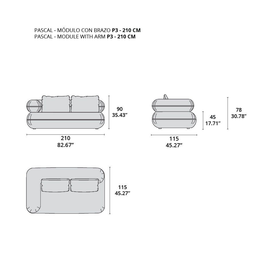 pascal modulo con brazo P3 - 210 cm tecninova pascal modulo con brazo P3 - 210 cm tecninova