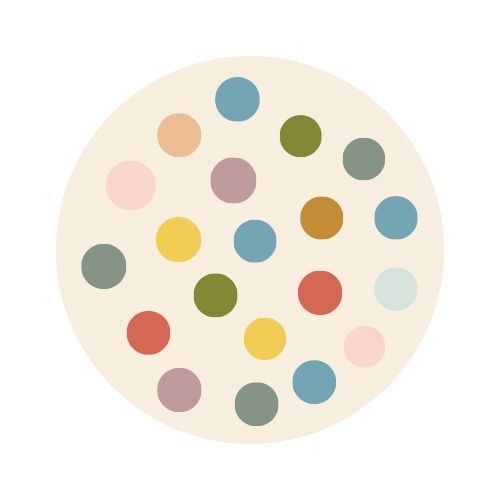 Auf diesem Bild sind viele verschieden farbige Kreise dargestellt, die für die Vielfalt und Individualität der Menschen stehen sollen. Die kleinen Kreise befinden sich in einem gemeinsamen großen Kreis, was für die Inklusion beziehungsweise die Einbeziehung in die Gesellschaft stehen soll.