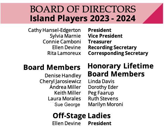 The Island Players Board of Directors.