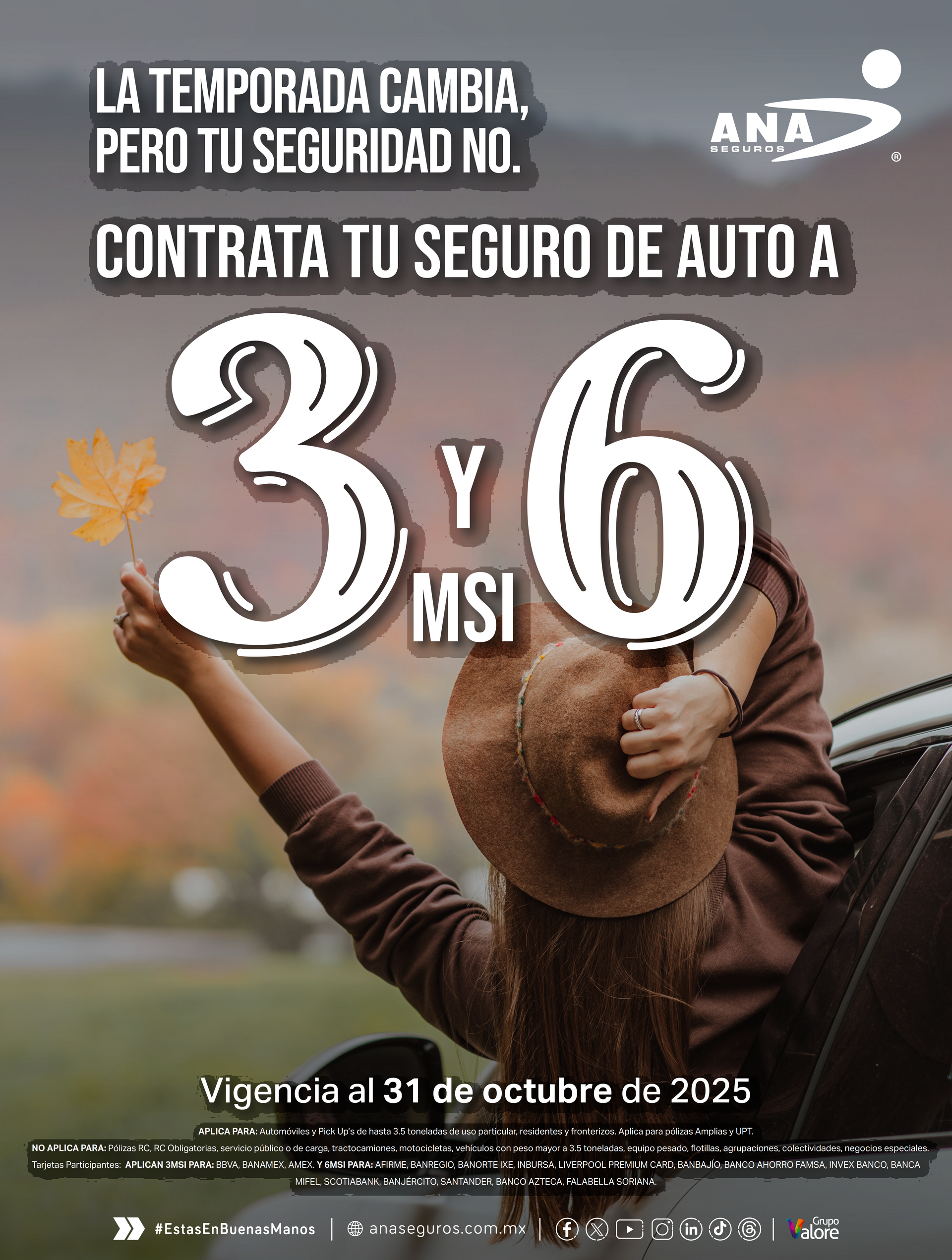 promocion seguro de auto a 3 y 6 meses sin intereses MSI con ANA Seguros