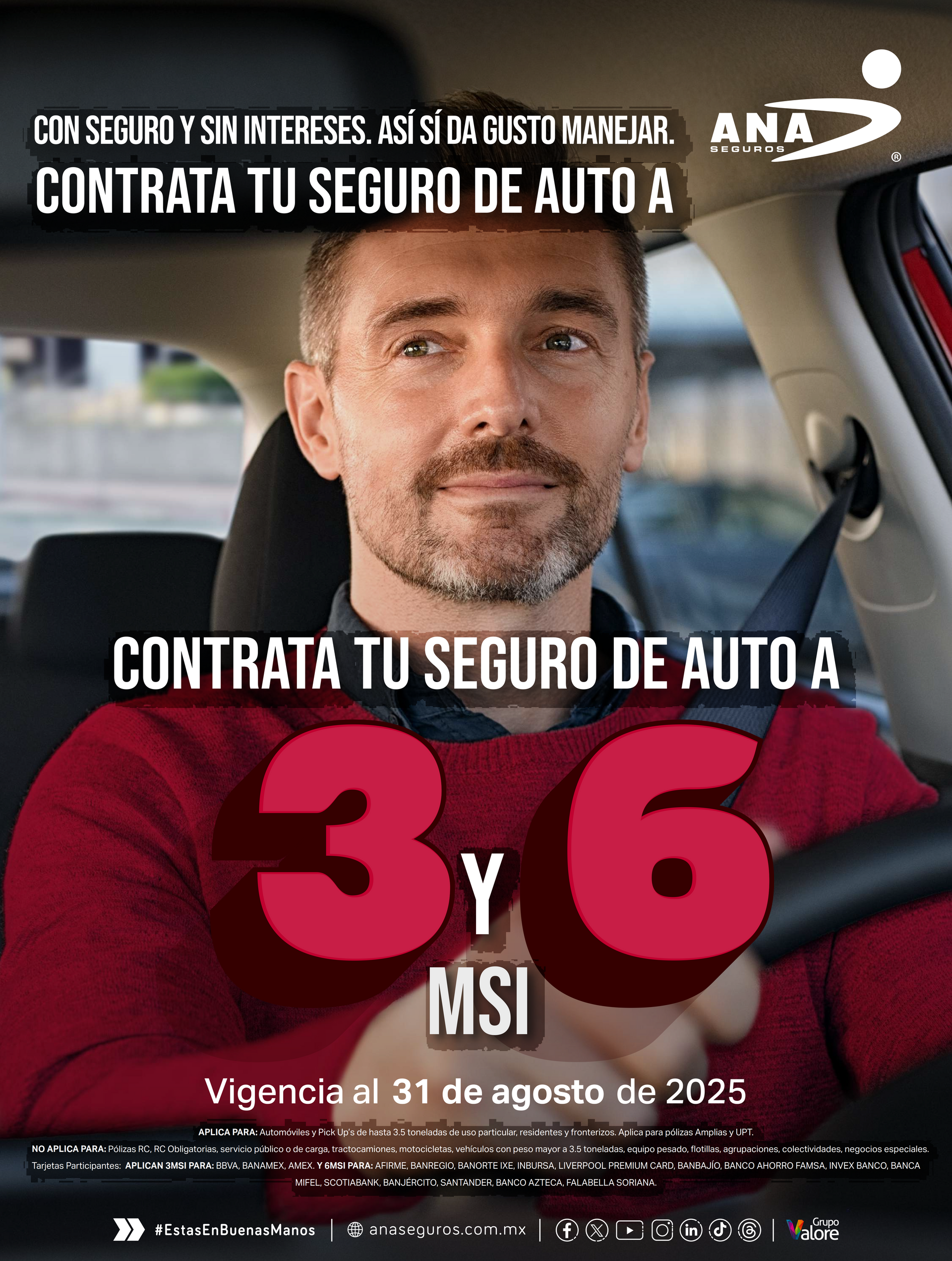 promocion seguro de auto a 3 y 6 meses sin intereses MSI con ANA Seguros