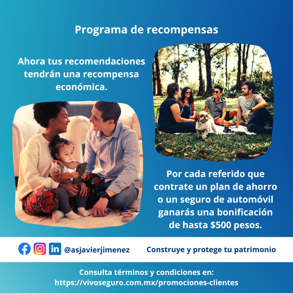 Programa de recompensas referidos promociones planes de ahorro seguros de autos