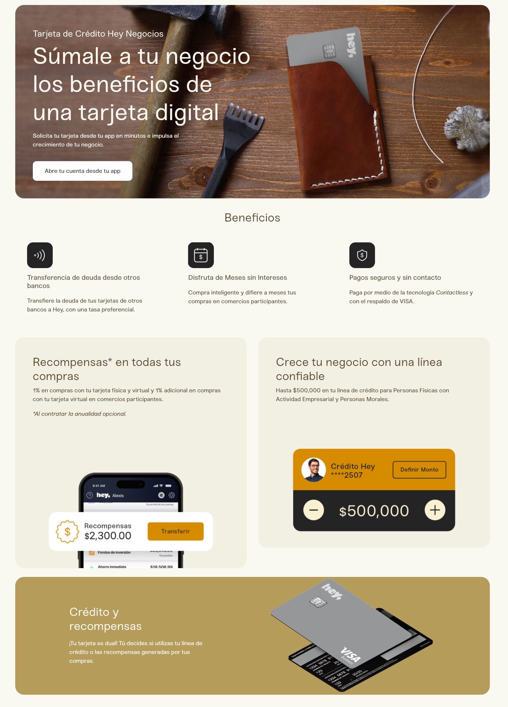 tarjeta de crédito empresarial TDC Negocios Hey Banco