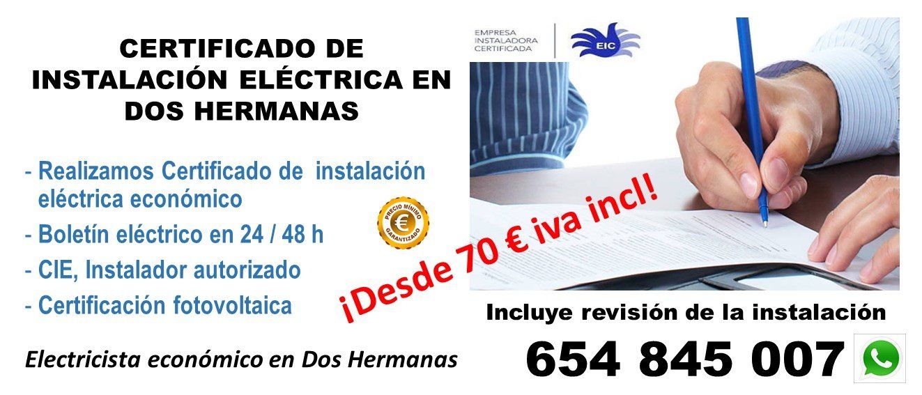 Certificado de instalación en el mismo día Certificado de instalación eléctrica Dos hermanas